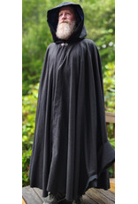 Cloakmakers.com 6073-Washable Charcoal Grey Wool Blend Cloak w/ Blue Velvet Hood Lining & Silver Tone Clasp