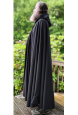Cloakmakers.com 6073-Washable Charcoal Grey Wool Blend Cloak w/ Blue Velvet Hood Lining & Silver Tone Clasp