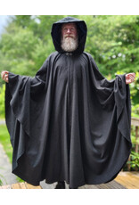 Cloakmakers.com 6073-Washable Charcoal Grey Wool Blend Cloak w/ Blue Velvet Hood Lining & Silver Tone Clasp