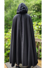 Cloakmakers.com 6073-Washable Charcoal Grey Wool Blend Cloak w/ Blue Velvet Hood Lining & Silver Tone Clasp