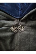 Cloakmakers.com 6073-Washable Charcoal Grey Wool Blend Cloak w/ Blue Velvet Hood Lining & Silver Tone Clasp
