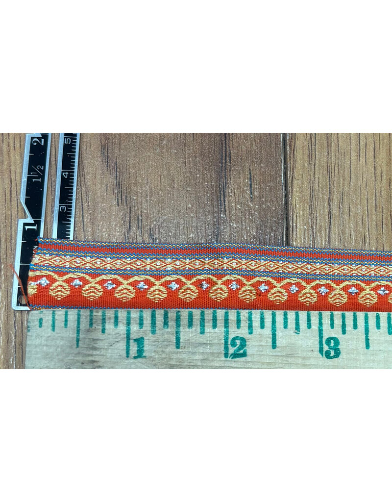 Cloakmakers.com Bordered Swirl and Diamond Trim - Yellow and Silver on Orange