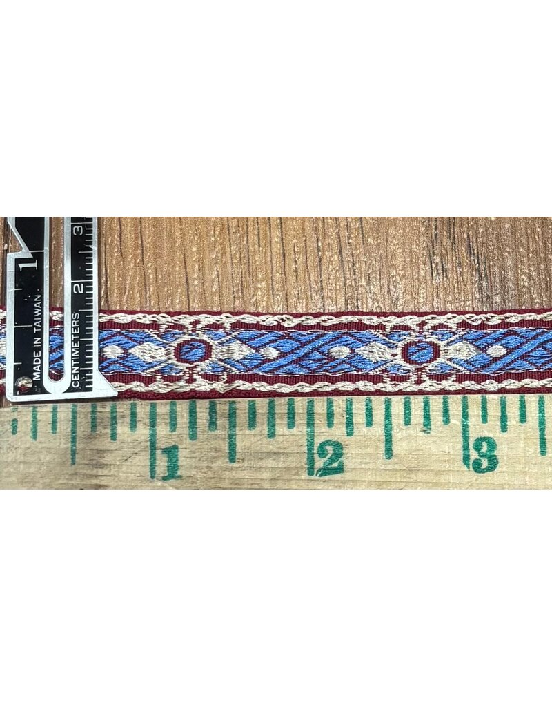 Cloakmakers.com Medallion Bordered Simple Trim - Ivory and Blue on Red