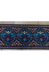 Cloakmakers.com Memento Mori Ornament Trim - Gold and Turquois on Burgundy