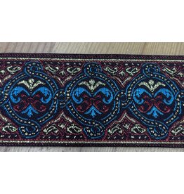 Cloakmakers.com Memento Mori Ornament Trim - Gold and Turquois on Burgundy