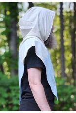 Cloakmakers.com H585-Washable Lightweight Blue & White Cotton Viking Hood w/Sword & Dragon Embroidery