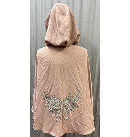 Cloakmakers.com 6080 - Washable Short Pink Wool Blend Cloak w/Butterfly Wing Embroidery