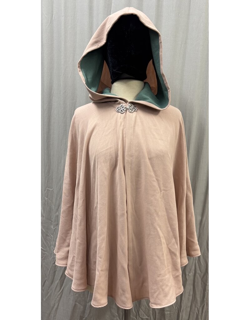 Cloakmakers.com 6080 - Washable Short Pink Wool Blend Cloak w/Butterfly Wing Embroidery