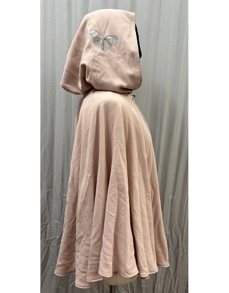 Cloakmakers.com 6080 - Washable Short Pink Wool Blend Cloak w/Butterfly Wing Embroidery