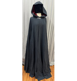 Cloakmakers.com 6081 - Washable Slate Blue Wool Blend Cloak w/Red Moleskin Hood Lining