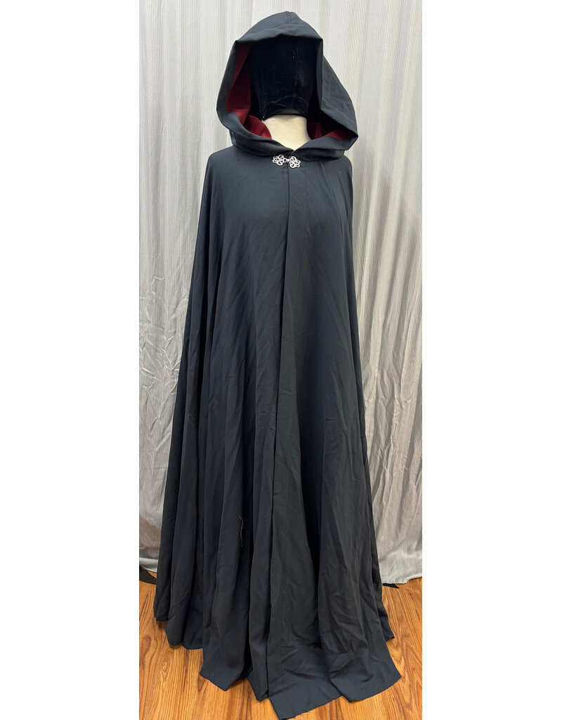 Cloakmakers.com 6081 - Washable Slate Blue Wool Blend Cloak w/Red Moleskin Hood Lining