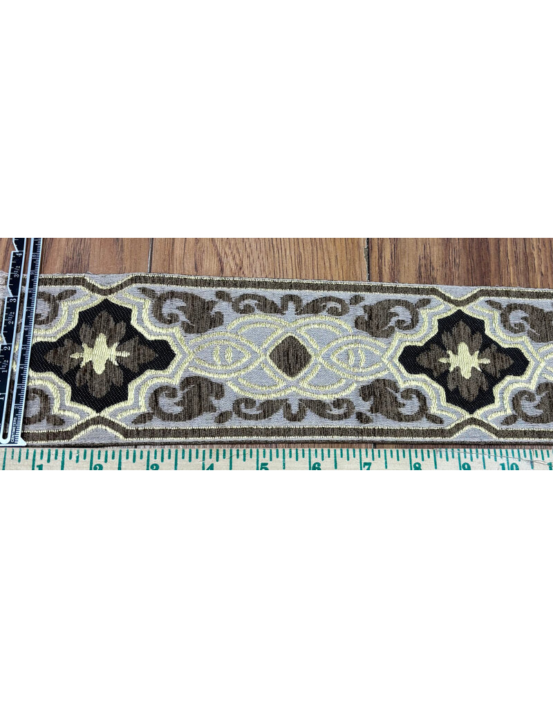 Cloakmakers.com Diamond and Arabesque Trim-Gold and Brown on Cream