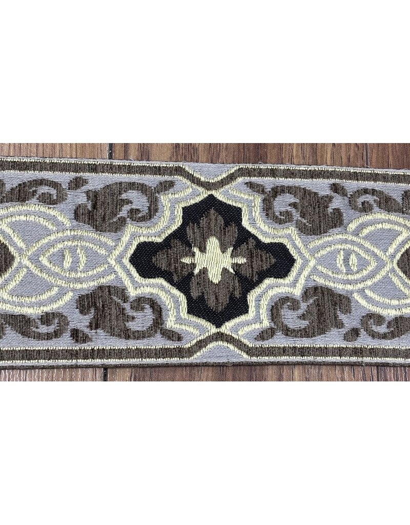 Cloakmakers.com Diamond and Arabesque Trim-Gold and Brown on Cream