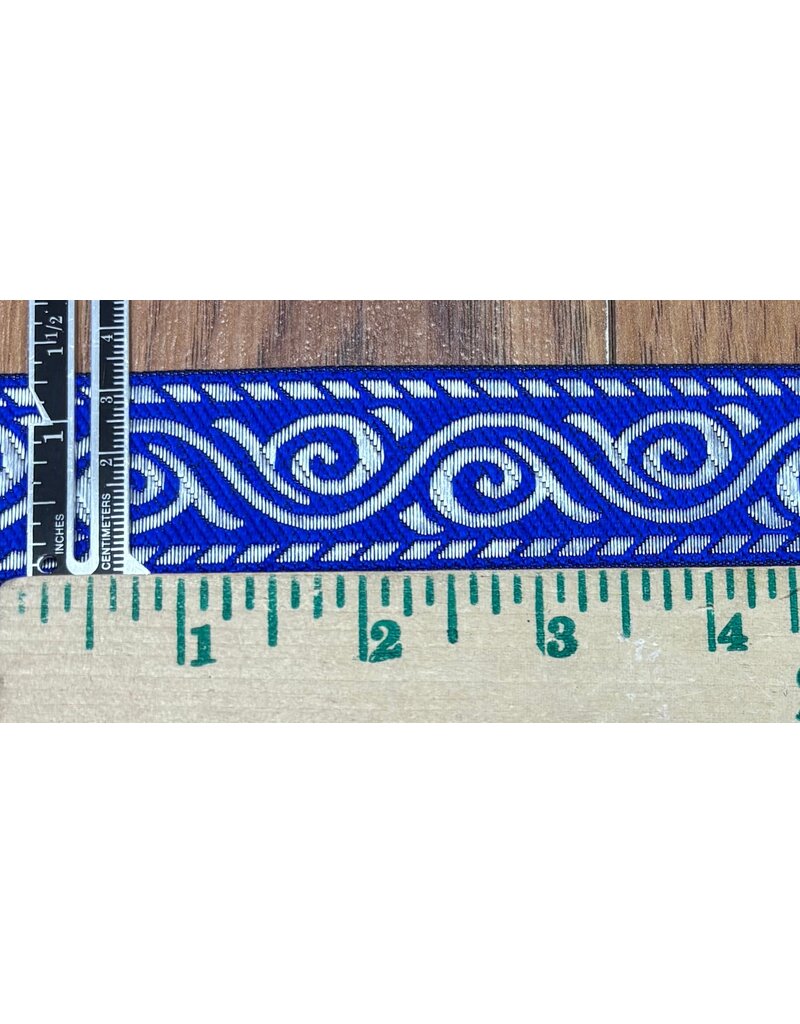 Cloakmakers.com Stylized Wave Trim - Silver on Blue