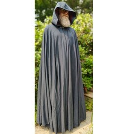 Cloakmakers.com 6081 - Washable Slate Blue Wool Blend Cloak w/Red Moleskin Hood Lining