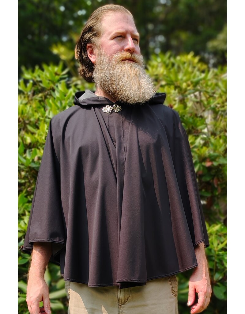 Cloakmakers.com 6082-Washable Lightweight Short Black Raincloak w/ Silver Tone Clasp