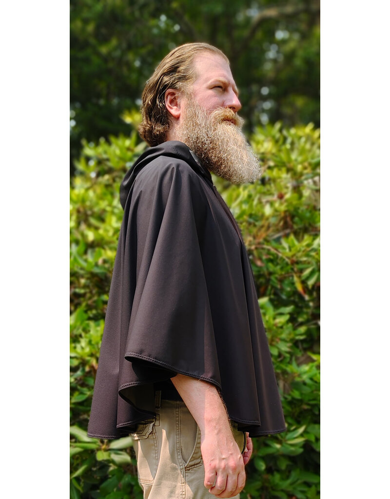 Cloakmakers.com 6082-Washable Lightweight Short Black Raincloak w/ Silver Tone Clasp