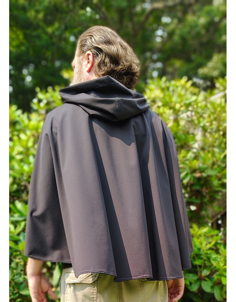 Cloakmakers.com 6082-Washable Lightweight Short Black Raincloak w/ Silver Tone Clasp