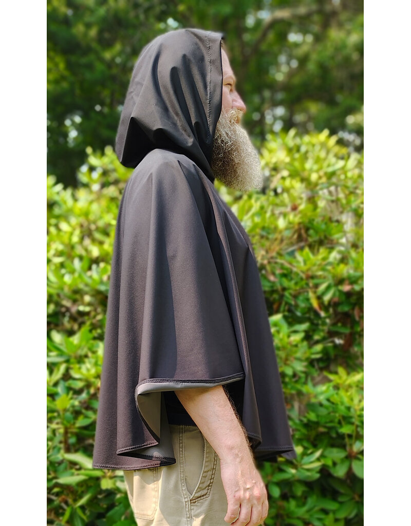 Cloakmakers.com 6082-Washable Lightweight Short Black Raincloak w/ Silver Tone Clasp