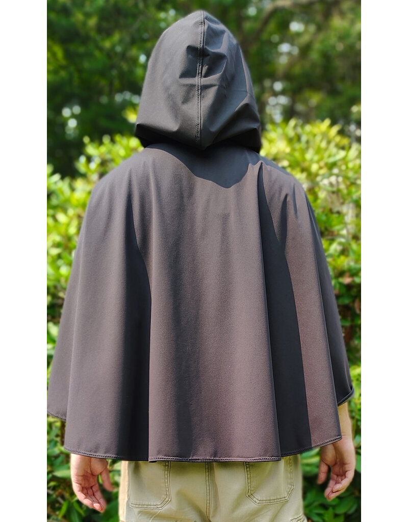 Cloakmakers.com 6082-Washable Lightweight Short Black Raincloak w/ Silver Tone Clasp