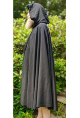 Cloakmakers.com 6083-Washable Midweight Black Wool Blend Cloak w/ Red Velvet Hood Lining & Silver Tone Clasp