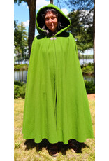 Cloakmakers.com 6085-Washable Green Wool Cloak w/ Black Velvet Hood Lining & Silver Tone Clasp