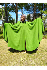 Cloakmakers.com 6085-Washable Green Wool Cloak w/ Black Velvet Hood Lining & Silver Tone Clasp