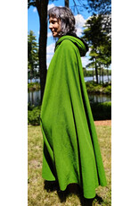 Cloakmakers.com 6085-Washable Green Wool Cloak w/ Black Velvet Hood Lining & Silver Tone Clasp