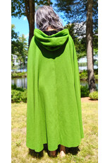 Cloakmakers.com 6085-Washable Green Wool Cloak w/ Black Velvet Hood Lining & Silver Tone Clasp