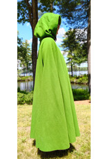 Cloakmakers.com 6085-Washable Green Wool Cloak w/ Black Velvet Hood Lining & Silver Tone Clasp