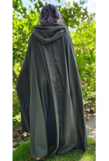 Cloakmakers.com 6086-Washable Dark Green Lightweight Wool Blend Cloak w/ Black Velvet Hood Lining & Silver Tone Clasp