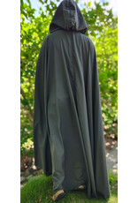 Cloakmakers.com 6086-Washable Dark Green Lightweight Wool Blend Cloak w/ Black Velvet Hood Lining & Silver Tone Clasp