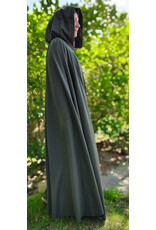 Cloakmakers.com 6086-Washable Dark Green Lightweight Wool Blend Cloak w/ Black Velvet Hood Lining & Silver Tone Clasp