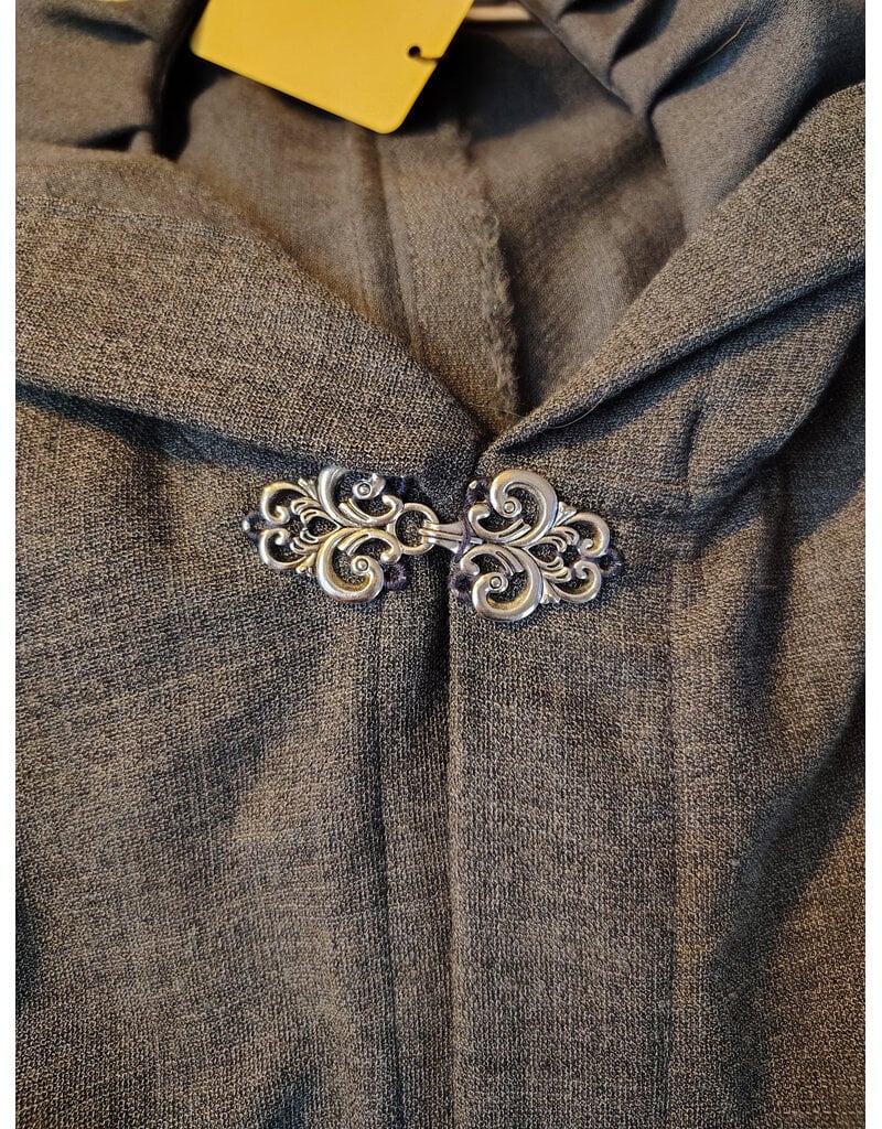 Cloakmakers.com 6087-Washable Lightweight Grey Wool Cloak w/ Silver Tone Clasp