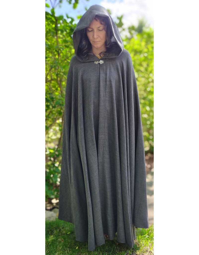 Cloakmakers.com 6087-Washable Lightweight Grey Wool Cloak w/ Silver Tone Clasp