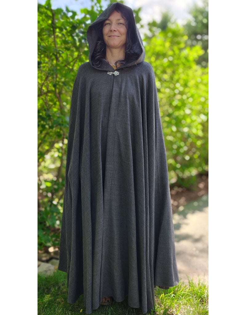 Cloakmakers.com 6087-Washable Lightweight Grey Wool Cloak w/ Silver Tone Clasp