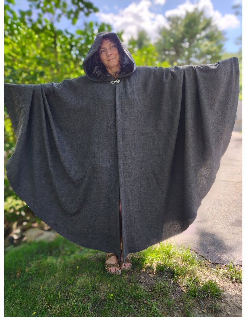 Cloakmakers.com 6087-Washable Lightweight Grey Wool Cloak w/ Silver Tone Clasp