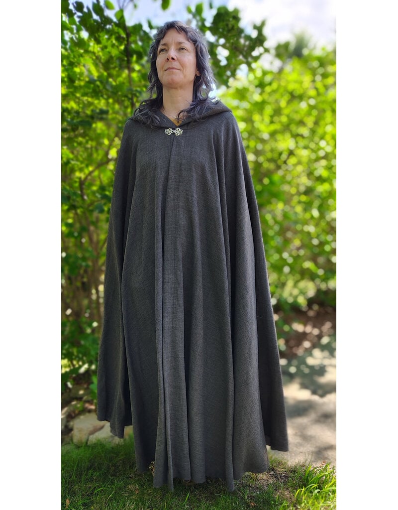 Cloakmakers.com 6087-Washable Lightweight Grey Wool Cloak w/ Silver Tone Clasp