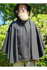 Cloakmakers.com 6088-Washable Black Woven Wool Blend Cloak w/ Black Velvet Hood Lining & Pockets