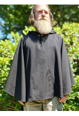 Cloakmakers.com 6088-Washable Black Woven Wool Blend Cloak w/ Black Velvet Hood Lining & Pockets