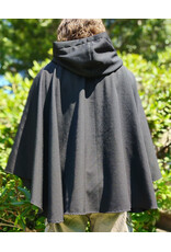 Cloakmakers.com 6088-Washable Black Woven Wool Blend Cloak w/ Black Velvet Hood Lining & Pockets