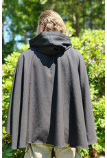 Cloakmakers.com 6088-Washable Black Woven Wool Blend Cloak w/ Black Velvet Hood Lining & Pockets
