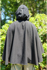 Cloakmakers.com 6088-Washable Black Woven Wool Blend Cloak w/ Black Velvet Hood Lining & Pockets