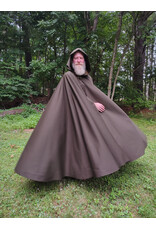 Cloakmakers.com 6089-Washable Dark Greenish Brown Wool Blend Cloak w/ Dark Green Hood Lining
