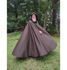 Cloakmakers.com 6089-Washable Dark Greenish Brown Wool Blend Cloak w/ Dark Green Hood Lining