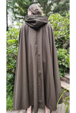 Cloakmakers.com 6089-Washable Dark Greenish Brown Wool Blend Cloak w/ Dark Green Hood Lining