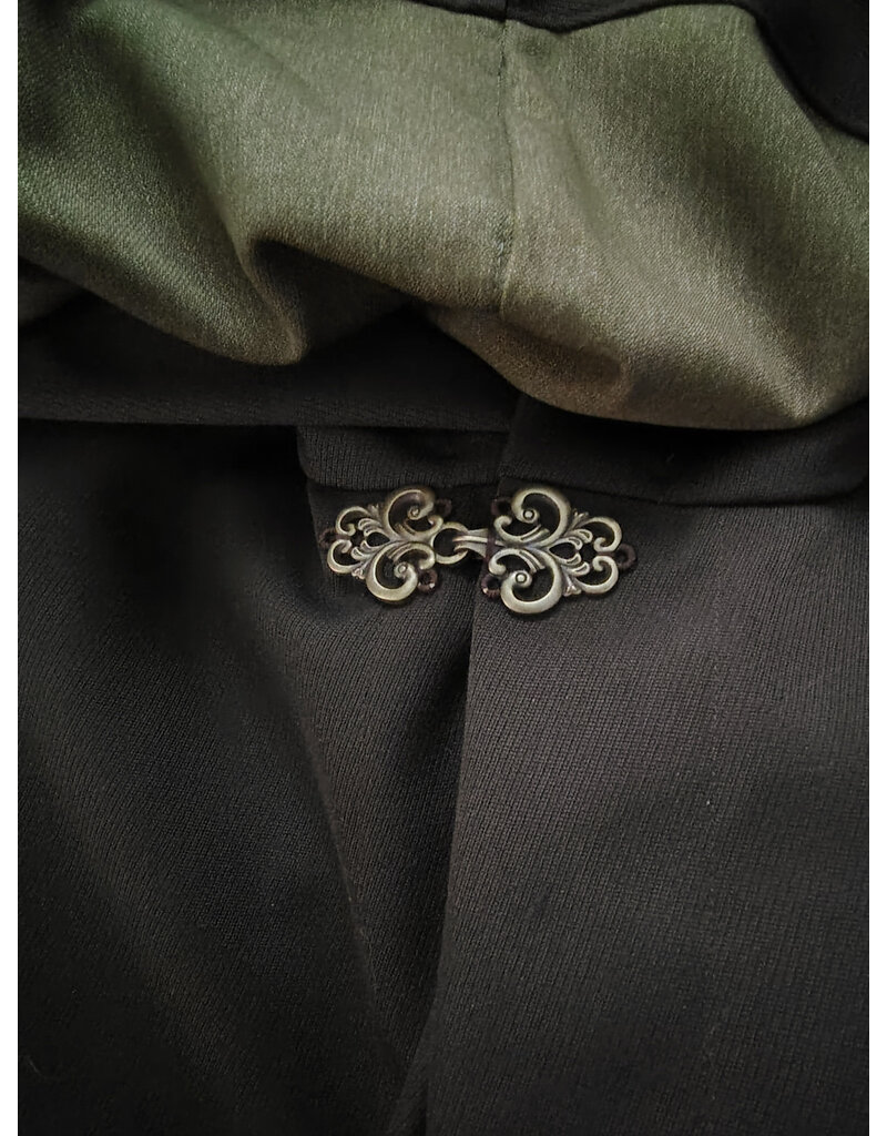 Cloakmakers.com 6089-Washable Dark Greenish Brown Wool Blend Cloak w/ Dark Green Hood Lining