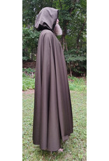 Cloakmakers.com 6089-Washable Dark Greenish Brown Wool Blend Cloak w/ Dark Green Hood Lining