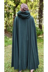 Cloakmakers.com 6090-Washable Long Forest Green Wool Cloak w/ Black Velvet Hood Lining & Multi-Leaf Clasp