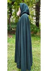 Cloakmakers.com 6090-Washable Long Forest Green Wool Cloak w/ Black Velvet Hood Lining & Multi-Leaf Clasp